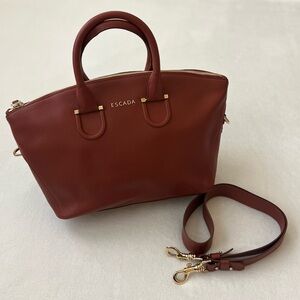 Escada Women’s Leather Satchel Handbag Crossbody Brick Red Color